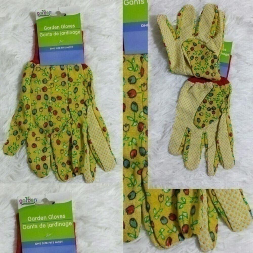 Garden Tulip Print Gardening Gloves - Size OS